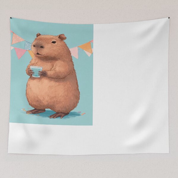 Item preview, Capybara Party Animal Celebration Drink Design designed and sold by NicolasGlowArt.