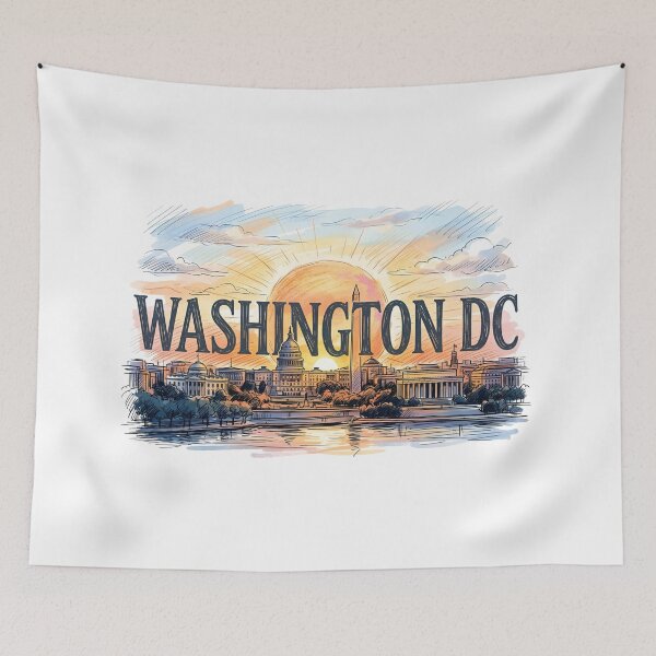Item preview, Washington DC Sketch Watercolor Skyline Cityscape designed and sold by Fenay Designs.