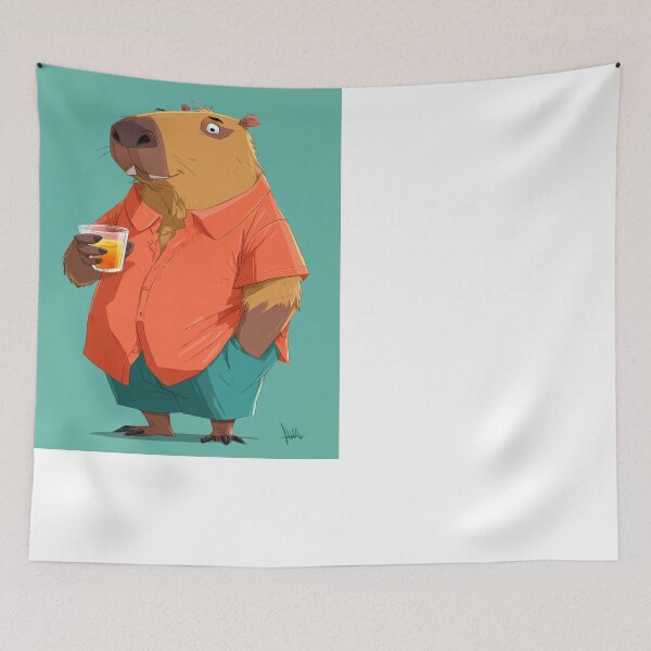 Item preview, Relaxed Capybara Tropical Drink Polo Shirt designed and sold by NicolasGlowArt.