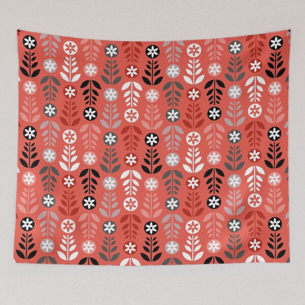 Item preview, Scandinavian Flowers Red designed and sold by Pinkdeer Designs.