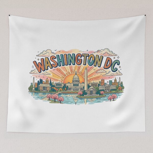 Item preview, Washington DC Cartoon Doodle Spring Skyline designed and sold by Fenay Designs.