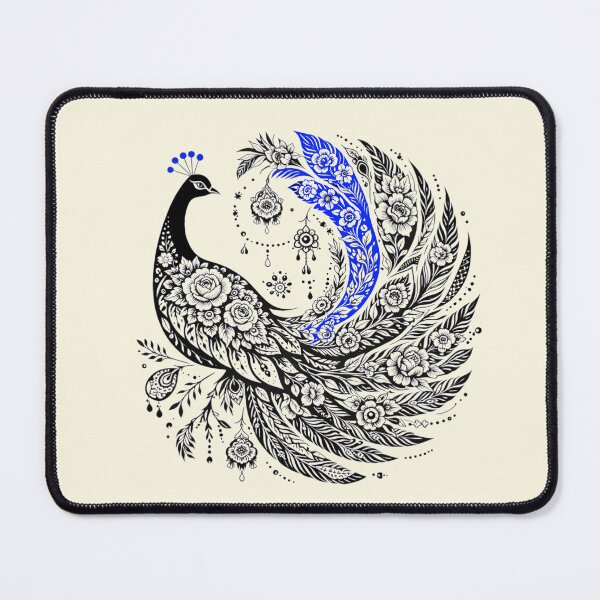 Item preview, Peacock black and white blue art designed and sold by Natart1004.