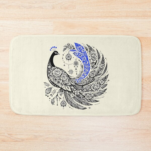 Item preview, Peacock black and white blue art designed and sold by Natart1004.