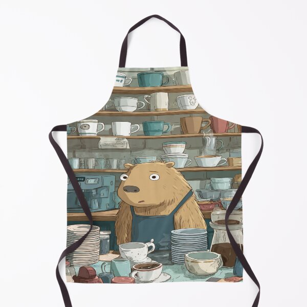 Item preview, Overwhelmed Capybara Barista Coffee Shop Chaos designed and sold by NicolasGlowArt.