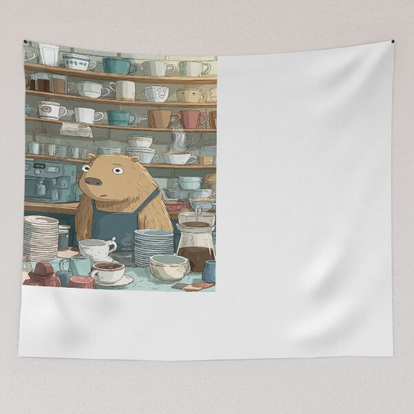 Item preview, Overwhelmed Capybara Barista Coffee Shop Chaos designed and sold by NicolasGlowArt.