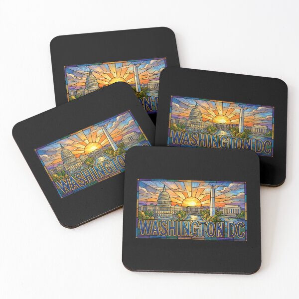 Item preview, Washington DC Stained Glass City Skyline Sunrise designed and sold by Fenay Designs.