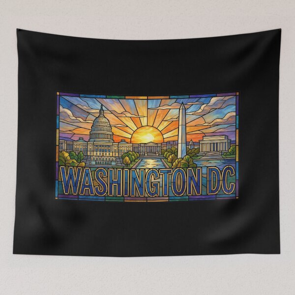 Item preview, Washington DC Stained Glass City Skyline Sunrise designed and sold by Fenay Designs.
