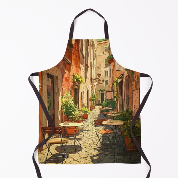 Item preview, Sunlit Italian Alley Café | Warm Mediterranean Street Illustration designed and sold by Pulipsori.