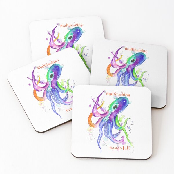 Item preview, Multitasking & Hands Full Neon Watercolor Octopus designed and sold by DesignsbyHope1.