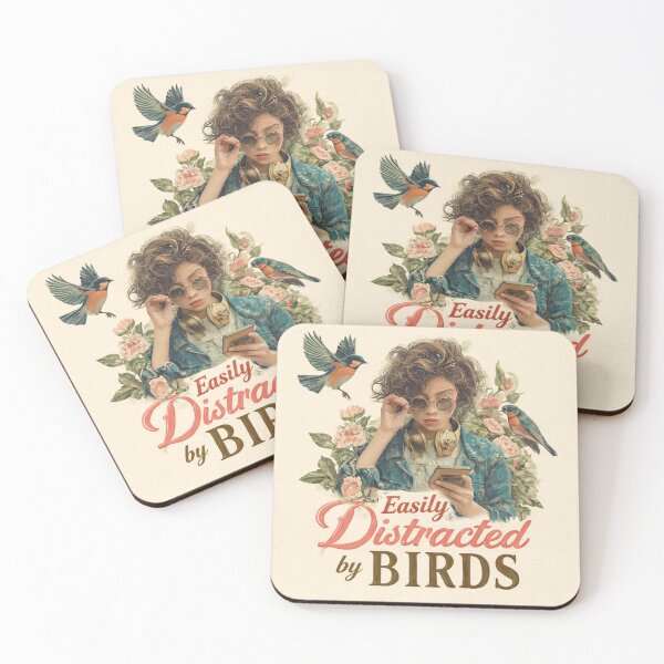 Item preview, Easily Distracted by Birds – Vintage Bird Lover Illustration designed and sold by lluna13.artes.