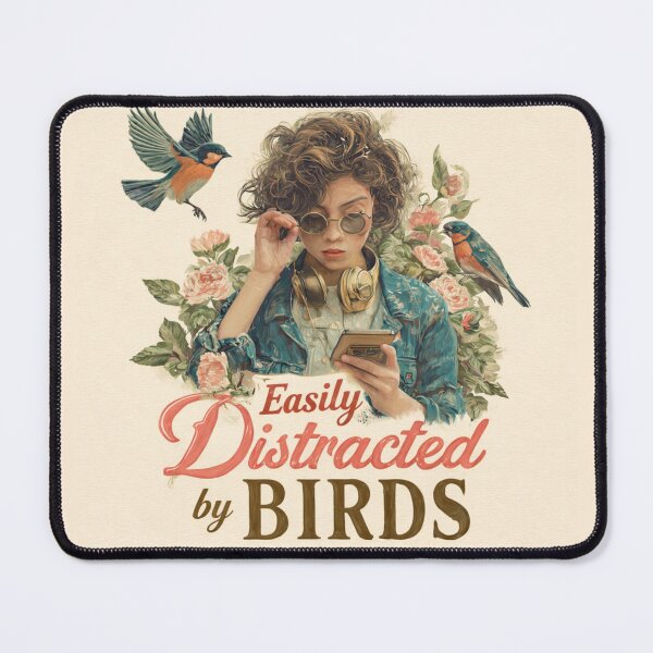 Item preview, Easily Distracted by Birds – Vintage Bird Lover Illustration designed and sold by lluna13.artes.