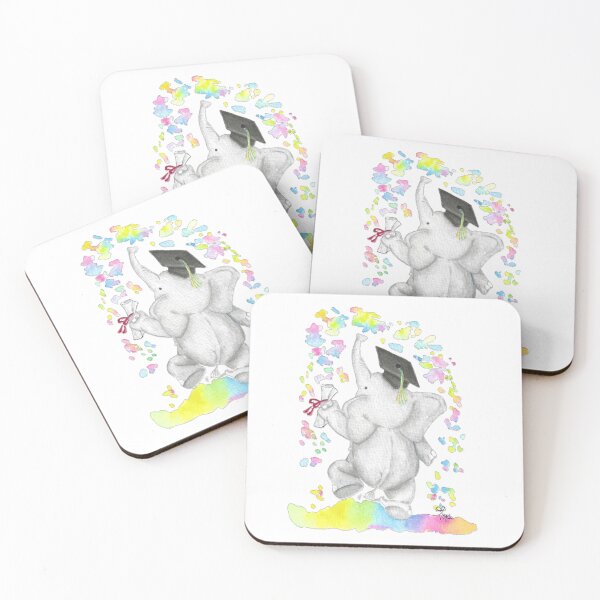 Item preview, Graduation Splash of Colors Elephant with Cap and Diploma designed and sold by DesignsbyHope1.