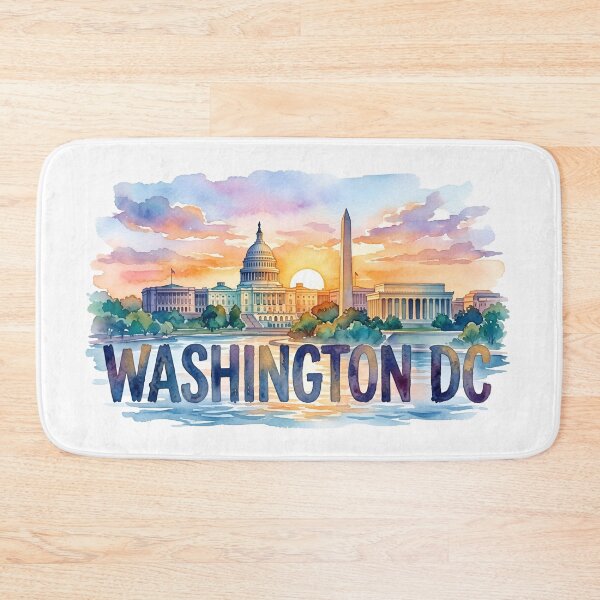 Item preview, Washington DC Watercolor Pastel Skyline Reflection designed and sold by Fenay Designs.