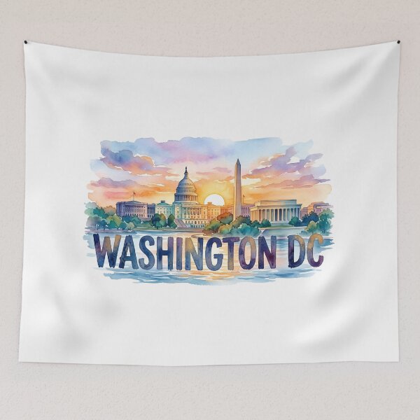 Item preview, Washington DC Watercolor Pastel Skyline Reflection designed and sold by Fenay Designs.