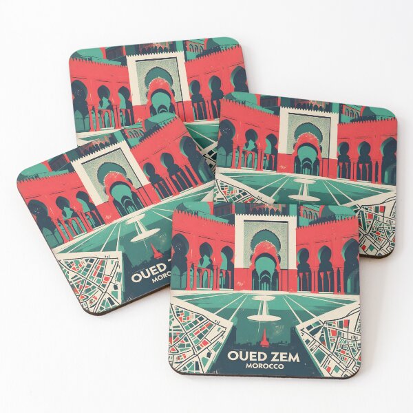 Item preview, Oued Zem Morocco Retro Vintage Travel Design designed and sold by TravelersGems.