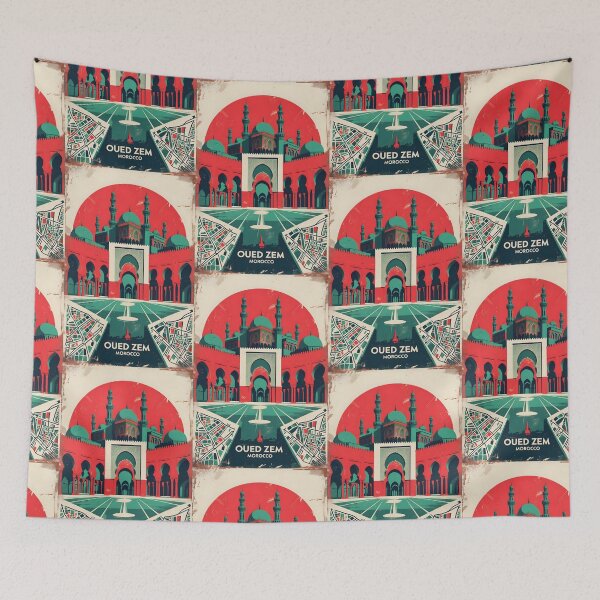 Item preview, Oued Zem Morocco Retro Vintage Travel Design designed and sold by TravelersGems.