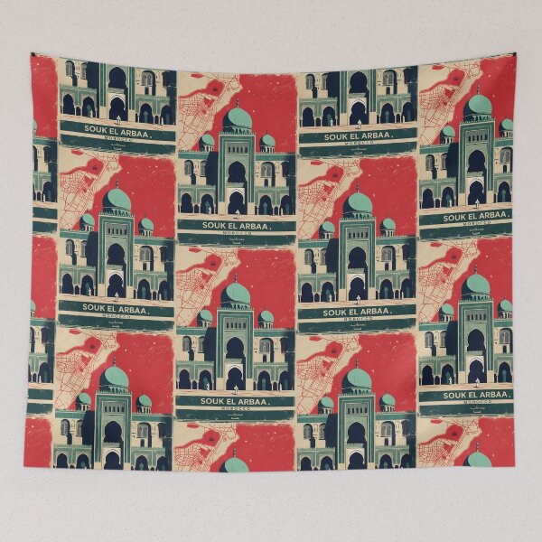 Item preview, Souk El Arbaa Morocco Retro Vintage Travel Design designed and sold by TravelersGems.