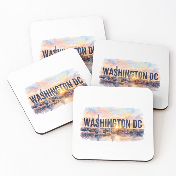 Item preview, Washington DC Watercolor Sunset Cherry Blossom Skyline designed and sold by Fenay Designs.