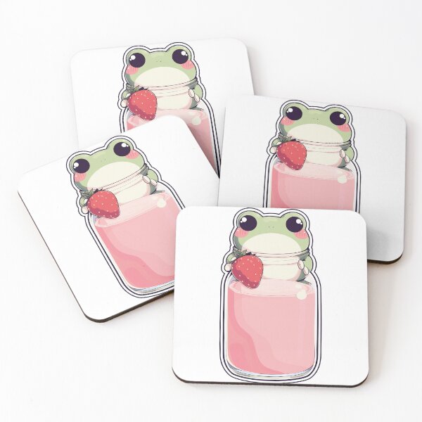 Item preview, Kawaii Frog Strawberry Milk Jar Cute Sticker designed and sold by DumplingDestroy.