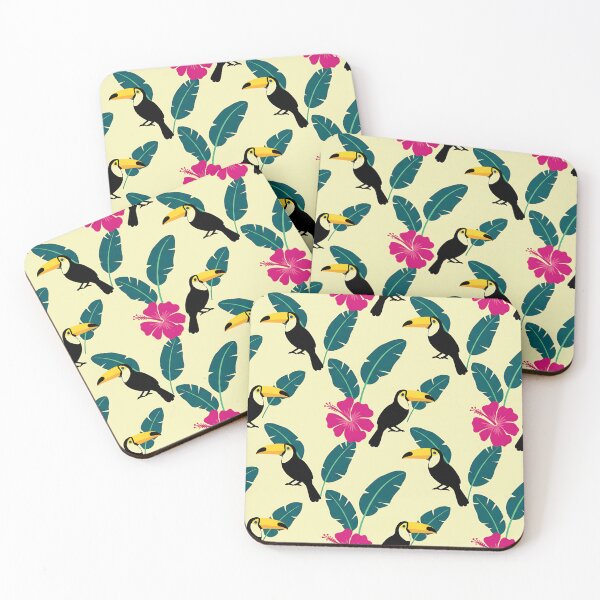 Item preview, Tropical Toucans Hibiscus Leaves Pattern Print designed and sold by Gear Camel.