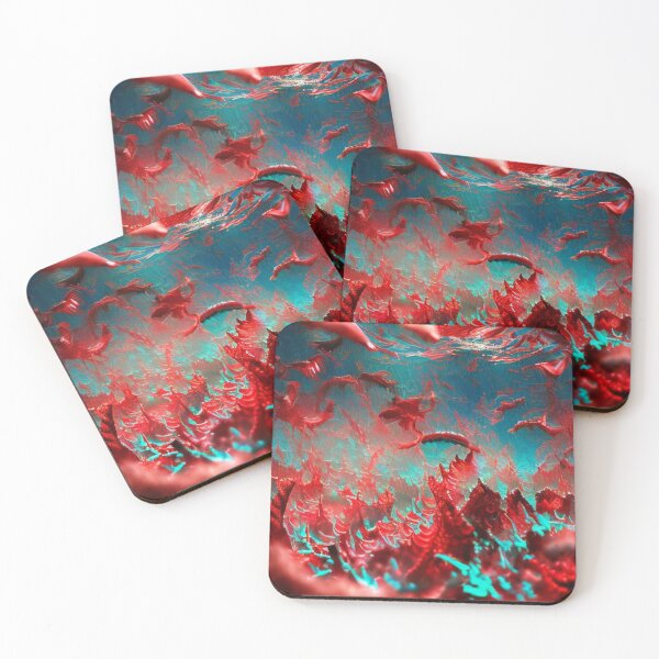 Item preview, Surreal Underwater Coral Dreamscape in Red and Turquoise – Abstract Ocean Art by FotoworldEdel designed and sold by FotoworldEdel.