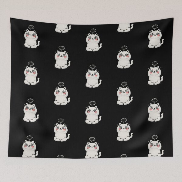 Item preview, Kawaii Anxious Cat Embroidery Design, Cute Chubby Anime Overthinking Cat designed and sold by ColorSplash123.