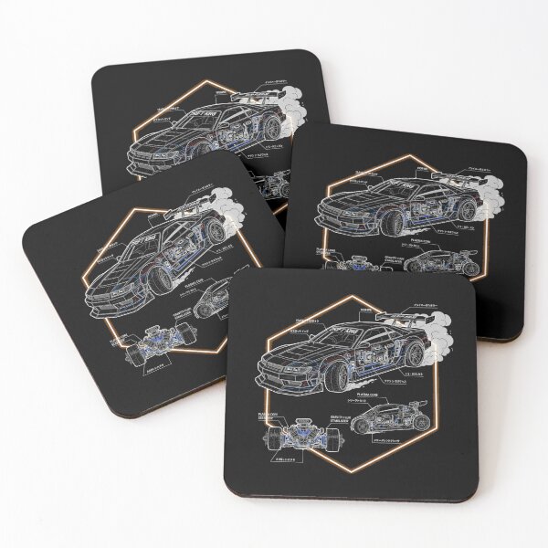 Item preview, Mecha Anime Drift Car Linework Schematic Art designed and sold by FiveBlessings.