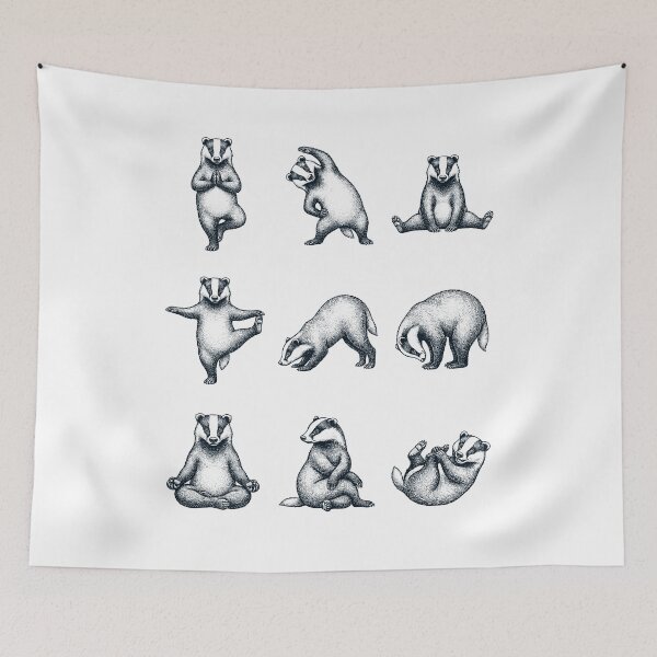 Item preview, Vintage Badger Yoga Poses Funny Meditation Animal Lover designed and sold by DoodleTortle.