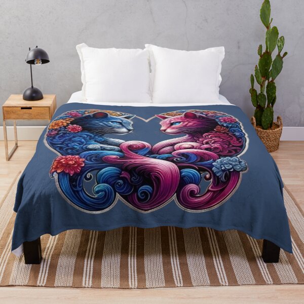 Item preview, Dual Color Cats in Ornamental Heart – Romantic Feline Art designed and sold by Good Vibes .