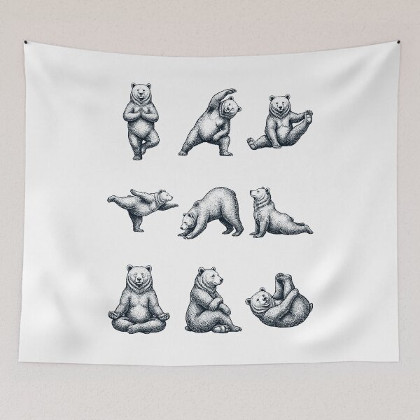 Item preview, Vintage Bear Yoga Poses Funny Meditation Animal Lover designed and sold by DoodleTortle.