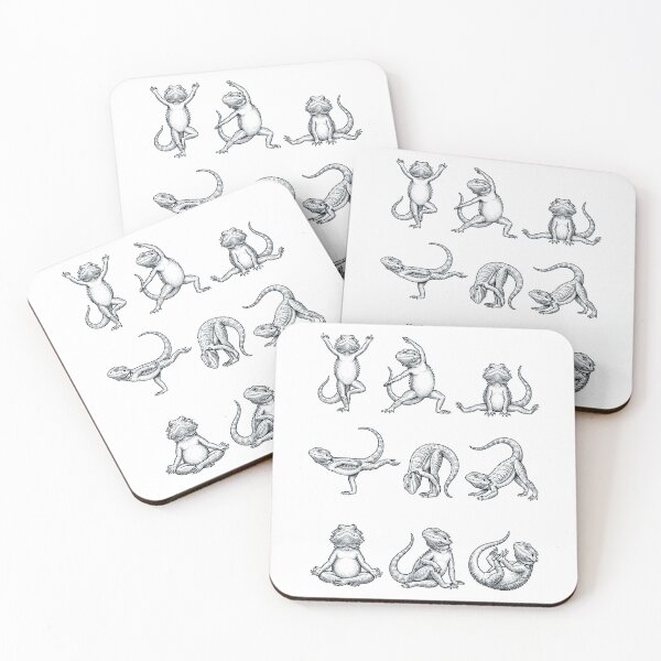 Item preview, Posturas de yoga vintage con dragones barbudos, divertidas, para amantes de los animales y la meditación. designed and sold by DoodleTortle.