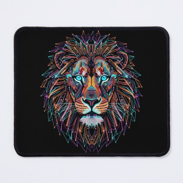 Item preview, Neon Circuit Board Lion Head Futuristic Art designed and sold by FiveBlessings.