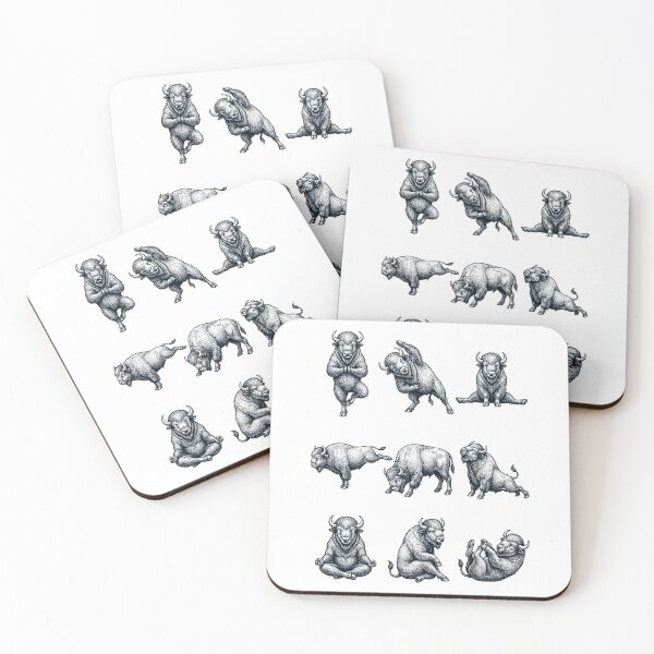 Item preview, Vintage Buffalo Yoga Poses Funny Meditation Animal Lover designed and sold by DoodleTortle.