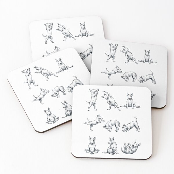 Artikelvorschau, Vintage Bullterrier Yoga Posen Lustige Meditation Hundemama Liebhaber entworfen und verkauft von DoodleTortle.