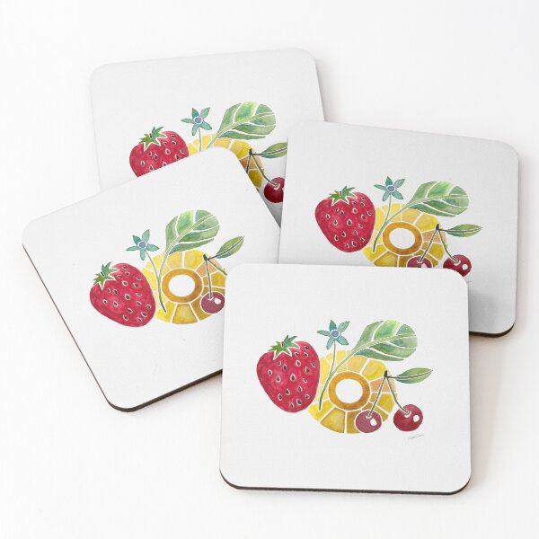 Item preview, Watercolor Strawberry, Cherries & Pineapple – Botanical Fruit Illustration, Fresh Summer Aesthetic designed and sold by covetedcove.