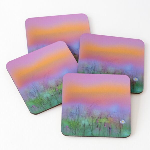 Item preview, Abstract Meadow Dream with Daisy – Colorful Sunset Grass Art by FotoworldEdel designed and sold by FotoworldEdel.