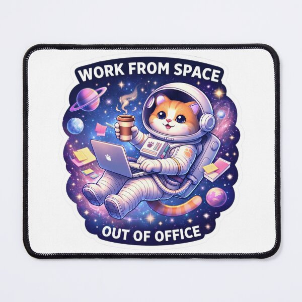 Item preview, Funny Astronaut Cat Work From Space Out of Office Sticker designed and sold by Dasts Cart.