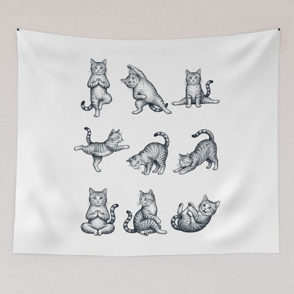 Item preview, Vintage Cat Yoga Poses Funny Meditation Animal Lover designed and sold by DoodleTortle.