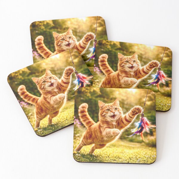 Item preview, Red cat playing. Cheerful cat motif. designed and sold by Steffani Lehmann.