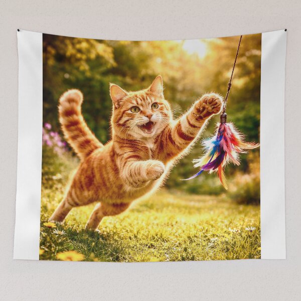 Item preview, Red cat playing. Cheerful cat motif. designed and sold by Steffani Lehmann.