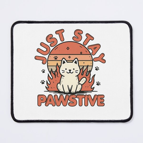 Item preview, Stay Pawsitive Cat in Flames – Cute Calm Kitten Positive Vibes Funny Retro Sunset Design designed and sold by Region.