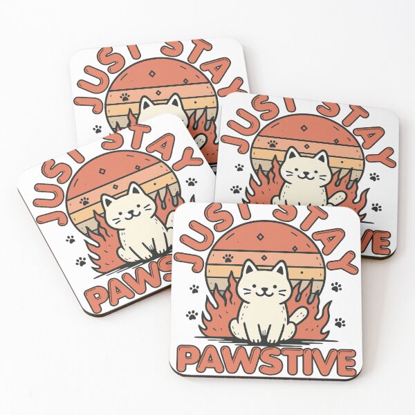 Item preview, Stay Pawsitive Cat in Flames – Cute Calm Kitten Positive Vibes Funny Retro Sunset Design designed and sold by Region.