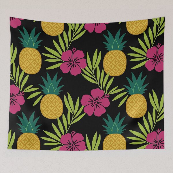 Item preview, Tropical Pineapple Hibiscus Leaves Seamless Pattern Print designed and sold by Gear Camel.