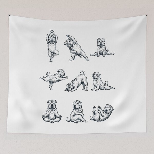 Item preview, Vintage Chinese Shar Pei Yoga Poses Funny Meditation Dog Mom Lover designed and sold by DoodleTortle.