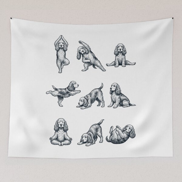 Item preview, Vintage Cocker Spaniel Yoga Poses Funny Meditation Dog Mom Lover designed and sold by DoodleTortle.