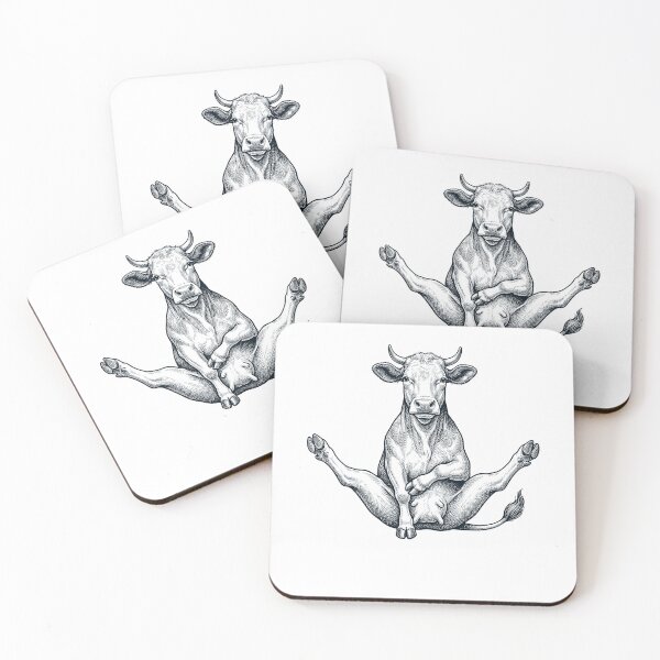 Aperçu de l'œuvre Mème drôle de posture de yoga de vache pour les amoureux des animaux créée et vendue par DoodleTortle.