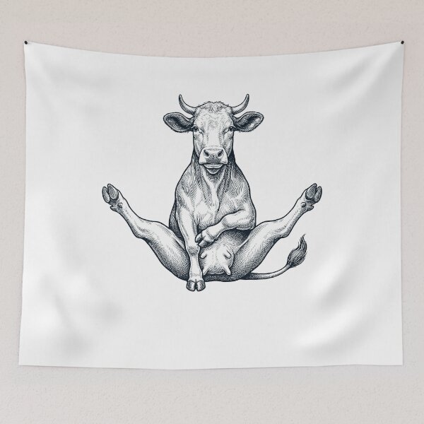 Item preview, Funny Cow Yoga Pose Animal Lover Meme designed and sold by DoodleTortle.