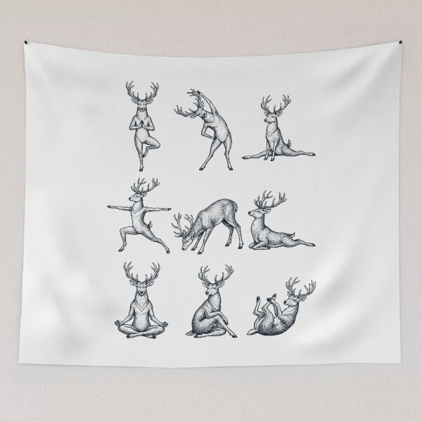 Item preview, Vintage Deer Yoga Poses Funny Meditation Animal Lover designed and sold by DoodleTortle.