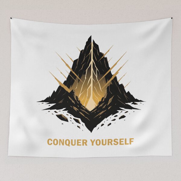 Item preview, Conquer Yourself – Inner Strength Mountain Motivational Design designed and sold by LordOfWear.