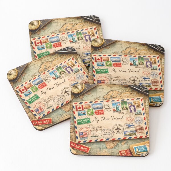 Item preview, Pen pal. Vintage travel letter with stamps designed and sold by Steffani Lehmann.